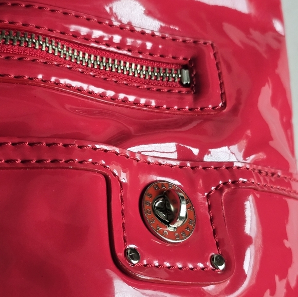 Marc Jacobs Tote Handbag Womens Enamel Pink Silver Hardware Logo Large - Picture 9 of 16